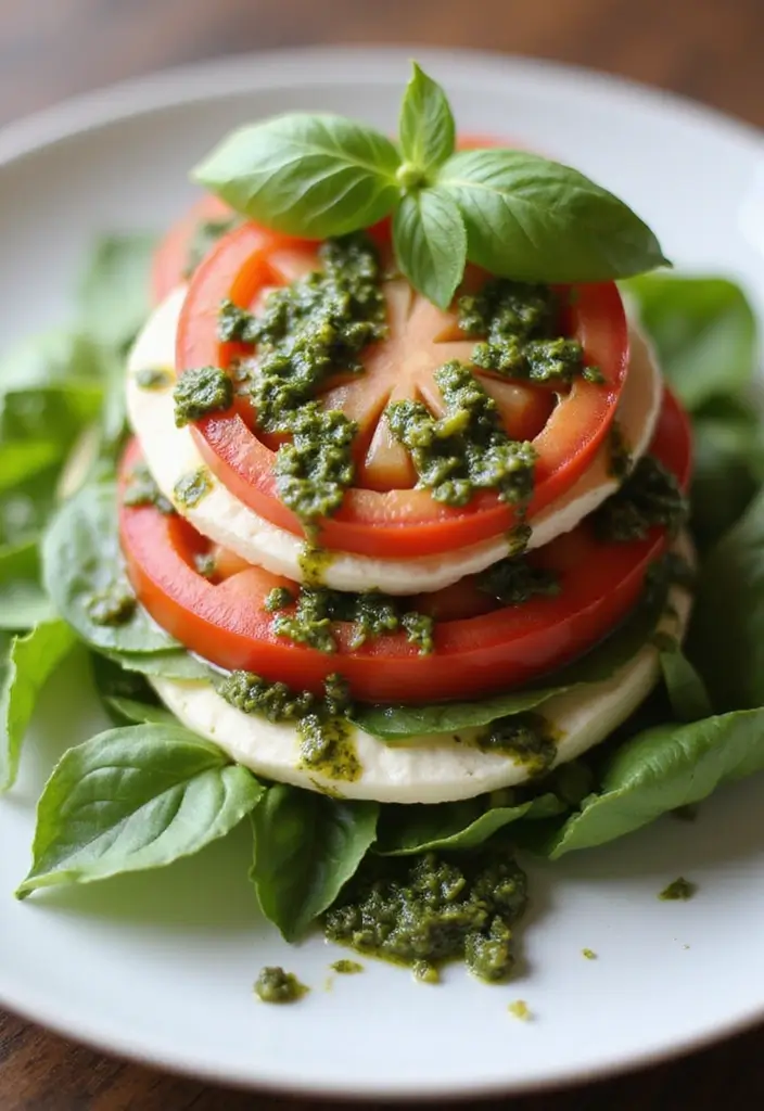 30+ Healthy Lunch Ideas for Adults to Stay Energized Through the Day - 26. Caprese Salad with Pesto