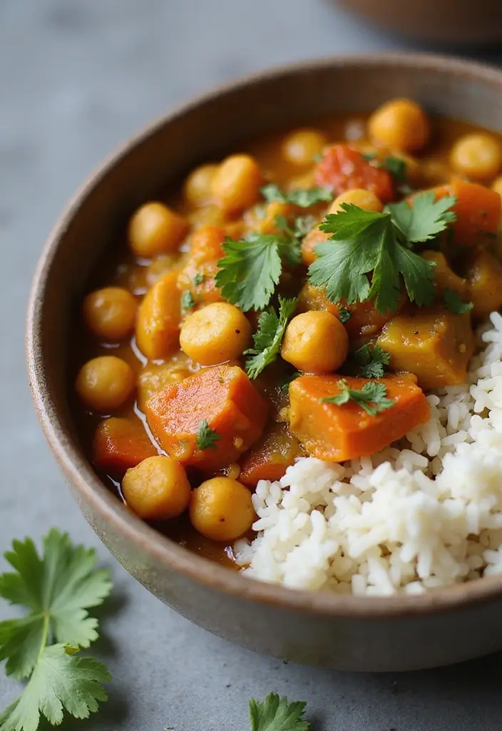 30+ Healthy Lunch Ideas for Adults to Stay Energized Through the Day - 29. Vegetable & Chickpea Curry