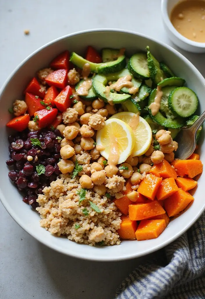 30+ Healthy Lunch Ideas for Adults to Stay Energized Through the Day - 4. Mediterranean Buddha Bowl