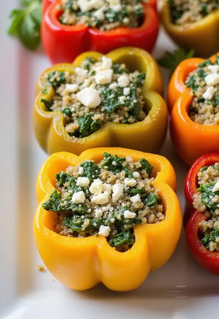 30+ Healthy Lunch Ideas for Adults to Stay Energized Through the Day - 5. Spinach & Feta Stuffed Peppers