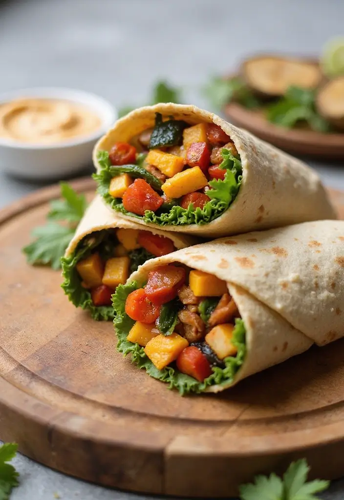 30+ Healthy Meal Ideas for Breakfast, Lunch and Dinner to Keep You Energized All Day 67 30+ Healthy Meal Ideas for Breakfast, Lunch and Dinner to Keep You Energized All Day - 11. Roasted Vegetable Wrap with Hummus