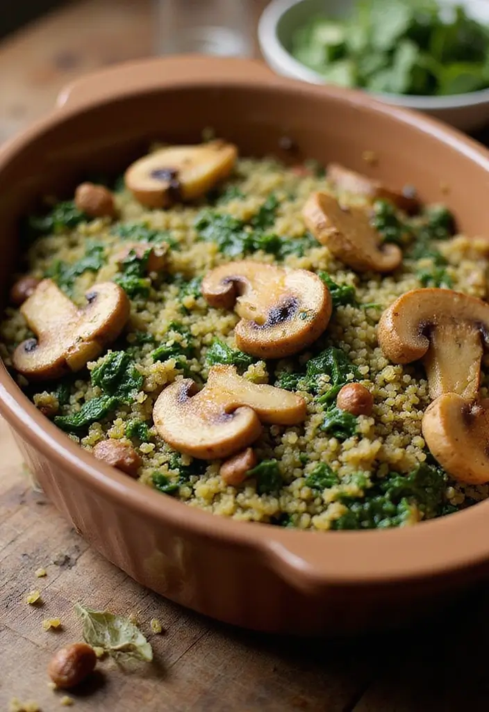 30+ Healthy Meal Ideas for Breakfast, Lunch and Dinner to Keep You Energized All Day 74 30+ Healthy Meal Ideas for Breakfast, Lunch and Dinner to Keep You Energized All Day - 12. Spinach and Mushroom Quinoa Bake