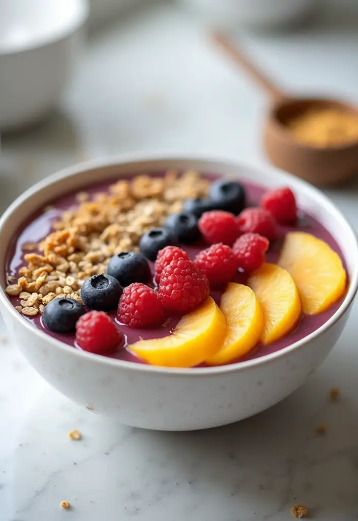 30+ Healthy Meal Ideas for Breakfast, Lunch and Dinner to Keep You Energized All Day 6 30+ Healthy Meal Ideas for Breakfast, Lunch and Dinner to Keep You Energized All Day - 2. Berry Banana Smoothie Bowl