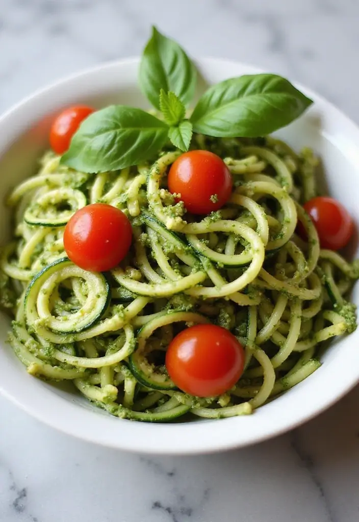 30+ Healthy Meal Ideas for Breakfast, Lunch and Dinner to Keep You Energized All Day 27 30+ Healthy Meal Ideas for Breakfast, Lunch and Dinner to Keep You Energized All Day - 5. Zucchini Noodles with Pesto and Cherry Tomatoes