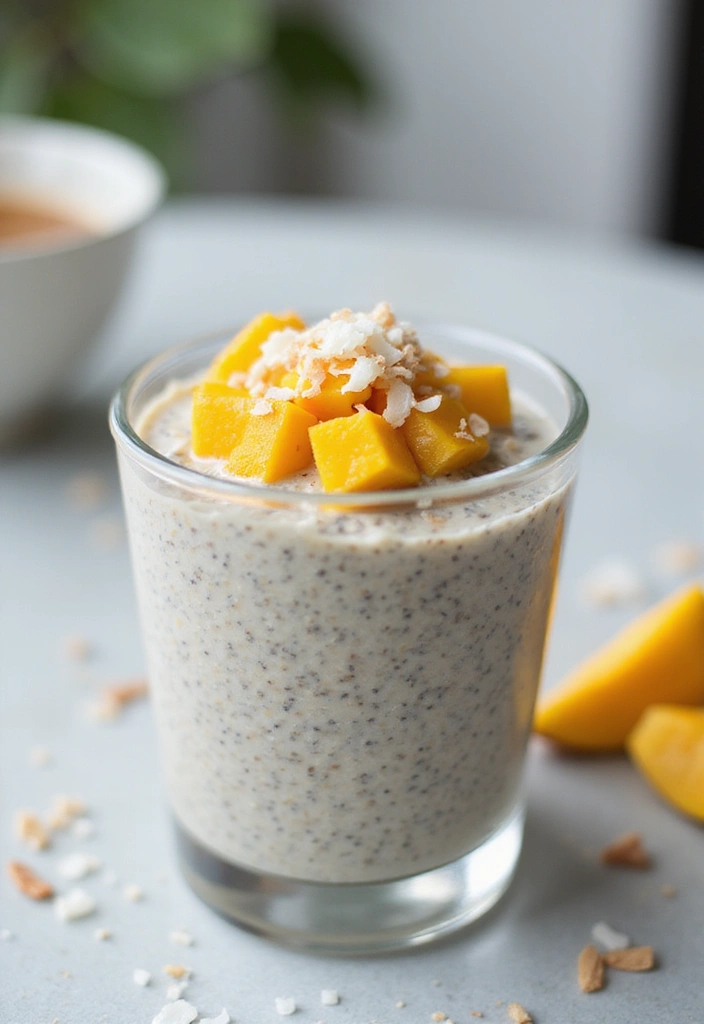 30+ Healthy Meal Ideas for Breakfast, Lunch and Dinner to Keep You Energized All Day 55 30+ Healthy Meal Ideas for Breakfast, Lunch and Dinner to Keep You Energized All Day - 9. Chia Seed Pudding with Coconut and Mango