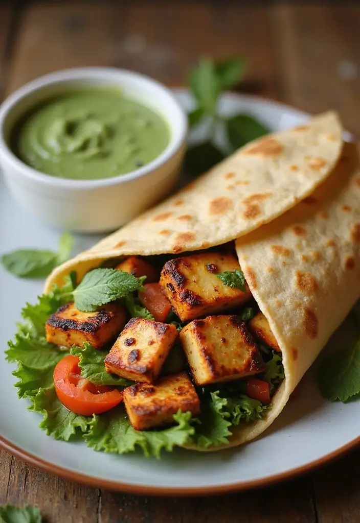 30+ Indian Lunch Box Ideas for Adults Packed with Flavor and Nutrition - 3. Paneer Tikka Wrap
