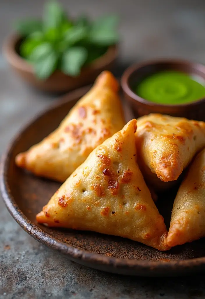 30+ Indian Lunch Box Ideas for Adults Packed with Flavor and Nutrition - 8. Vegetable Samosa with Mint Chutney
