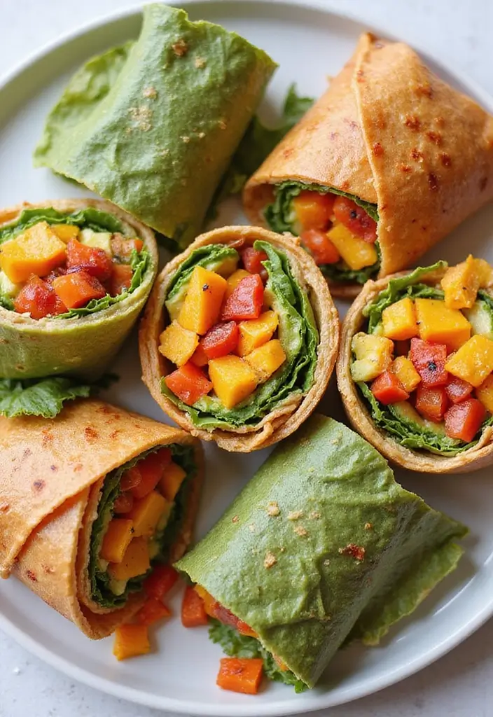 30+ Lunch Box Ideas for Kids That Make Eating Fun 1 30+ Lunch Box Ideas for Kids That Make Eating Fun - 1. Rainbow Veggie Wraps