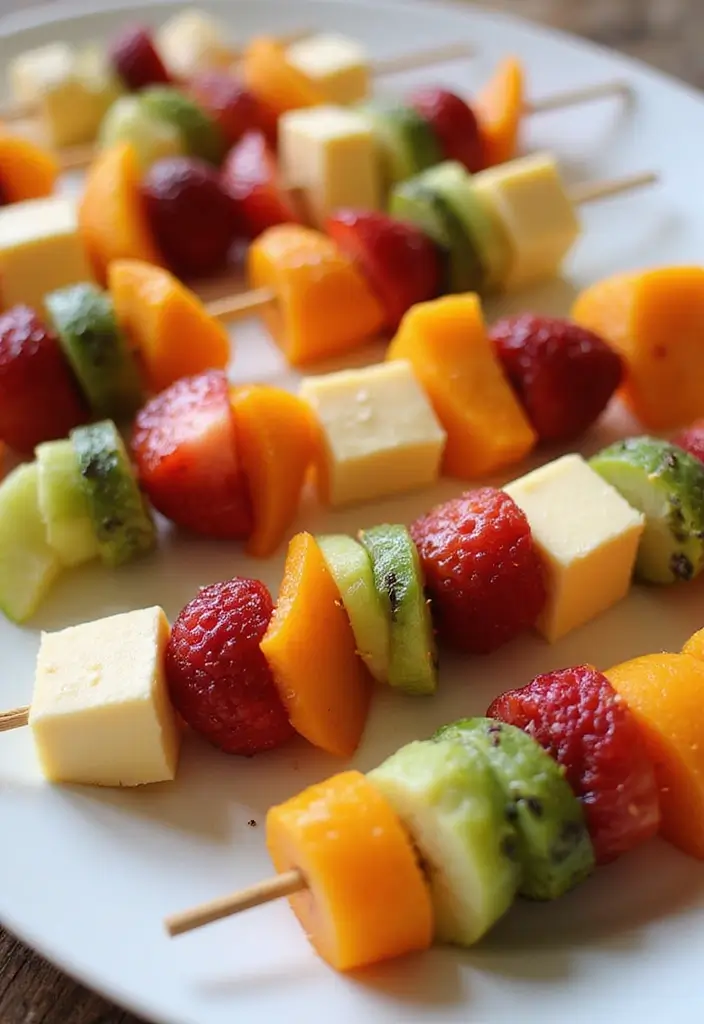 30+ Lunch Box Ideas for Kids That Make Eating Fun 6 30+ Lunch Box Ideas for Kids That Make Eating Fun - 2. Fruit and Cheese Kabobs