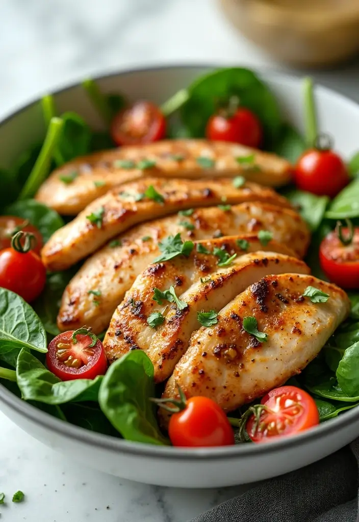 30+ Lunch Under 400 Calories Meal Ideas for Light and Healthy Eating 145 30+ Lunch Under 400 Calories Meal Ideas for Light and Healthy Eating - 23. Grilled Chicken & Spinach Salad
