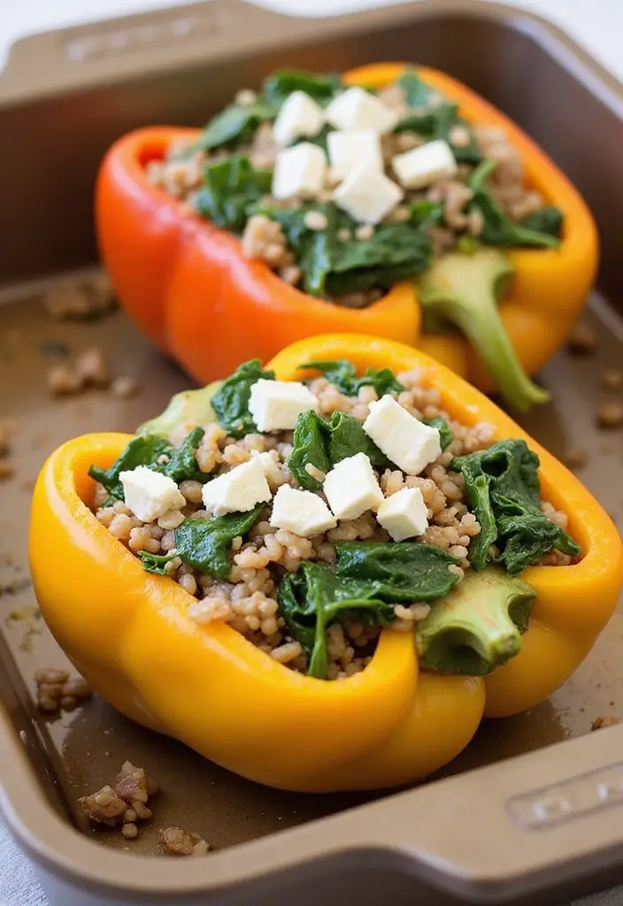 30+ Lunch Under 400 Calories Meal Ideas for Light and Healthy Eating 20 30+ Lunch Under 400 Calories Meal Ideas for Light and Healthy Eating - 4. Spinach & Feta Stuffed Peppers