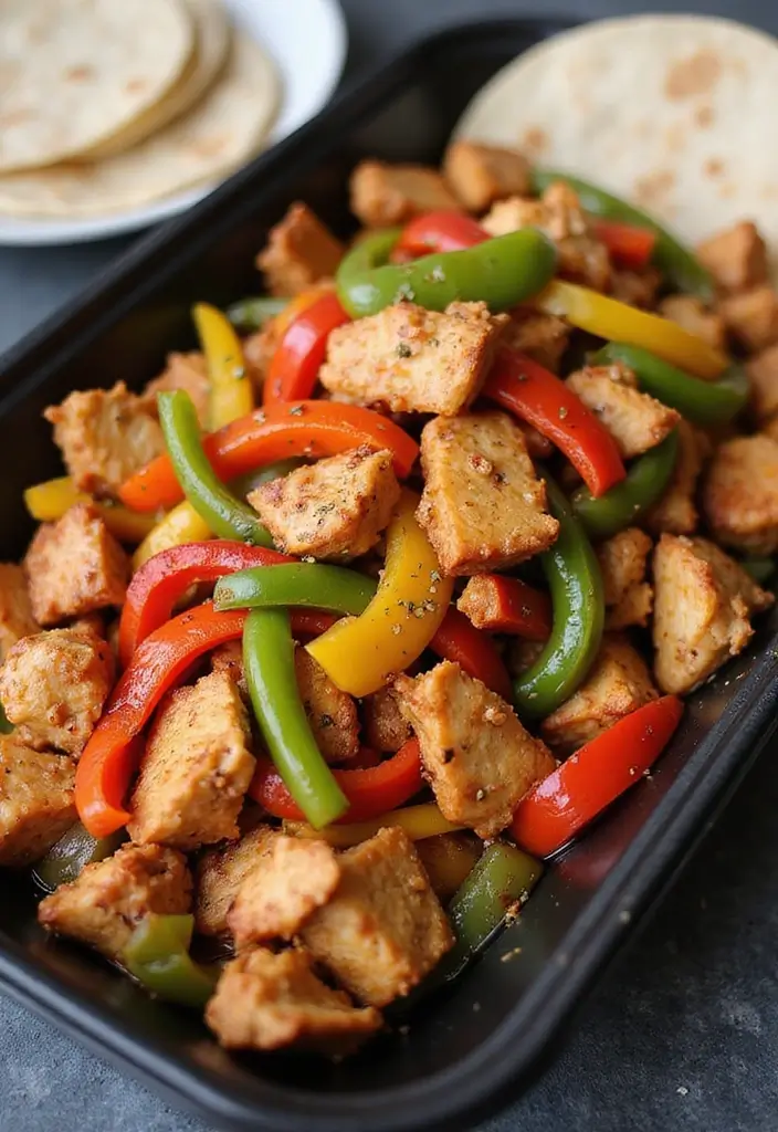 30+ Meal Prep Lunch Ideas to Bring to Work and Save Time 73 30+ Meal Prep Lunch Ideas to Bring to Work and Save Time - 13. Chicken Fajitas