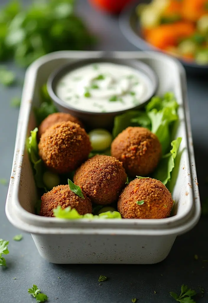 30+ Meal Prep Lunch Ideas to Bring to Work and Save Time 130 30+ Meal Prep Lunch Ideas to Bring to Work and Save Time - 22. Baked Falafel with Tzatziki