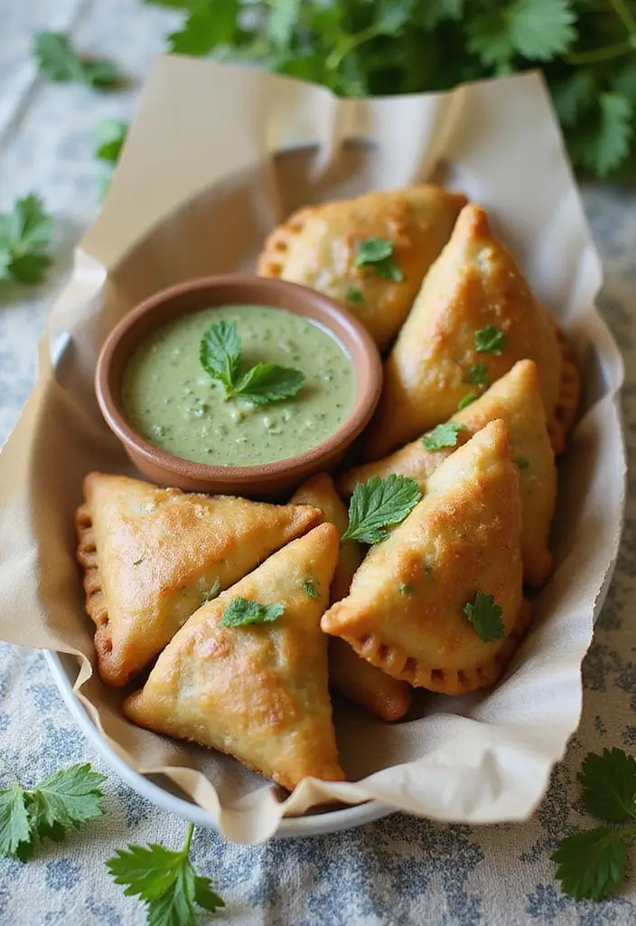 30+ Meal Prep Lunch Ideas to Bring to Work and Save Time 154 30+ Meal Prep Lunch Ideas to Bring to Work and Save Time - 26. Vegetable Samosas with Mint Chutney