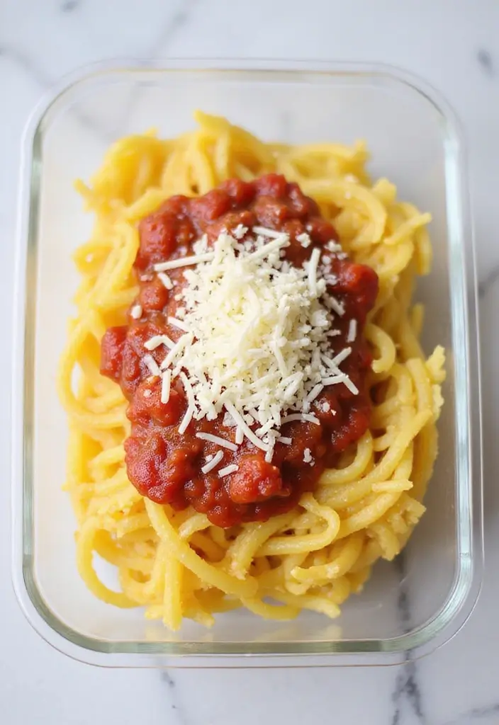 30+ Meal Prep Lunch Ideas to Bring to Work and Save Time 164 30+ Meal Prep Lunch Ideas to Bring to Work and Save Time - 28. Spaghetti Squash with Marinara Sauce
