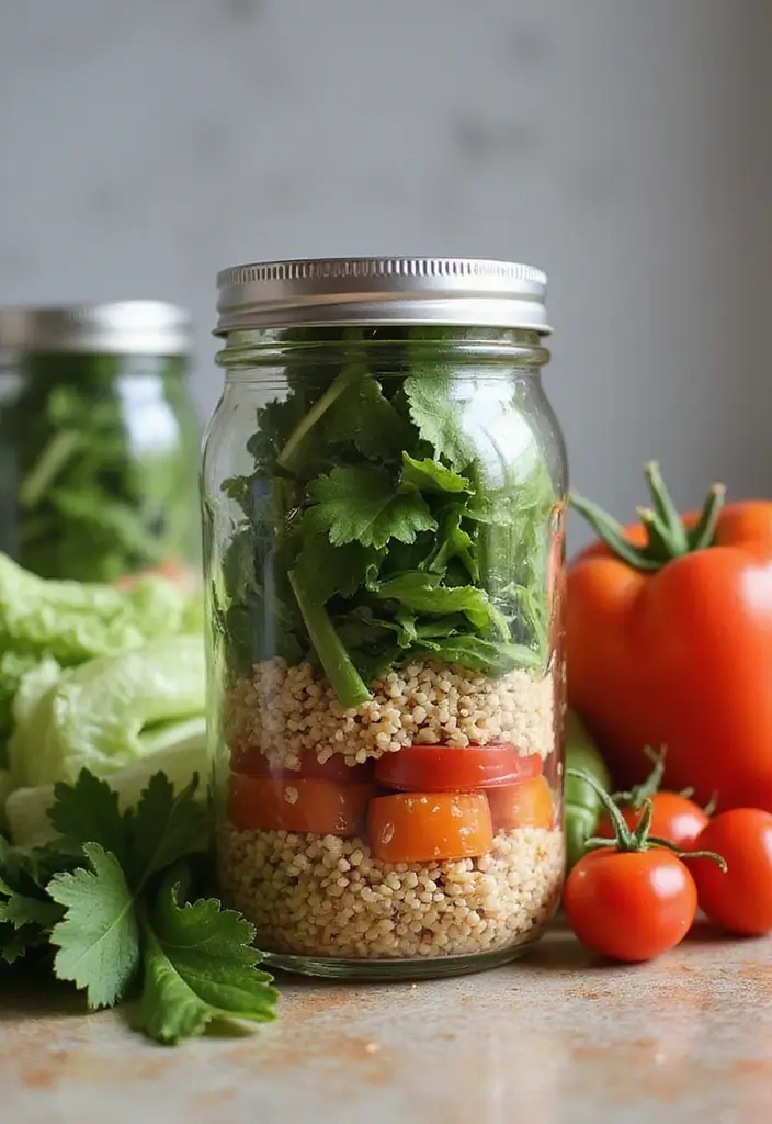 30+ Meal Prep Lunch Ideas to Bring to Work and Save Time 20 30+ Meal Prep Lunch Ideas to Bring to Work and Save Time - 4. Mason Jar Salad