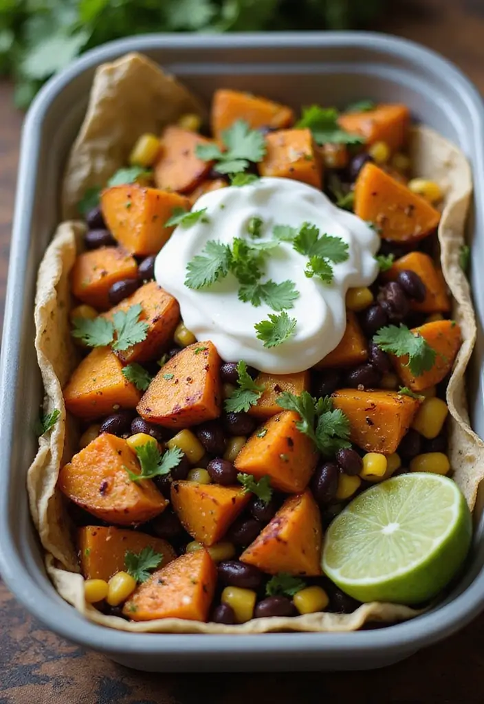 30+ Meal Prep Lunch Ideas to Bring to Work and Save Time 27 30+ Meal Prep Lunch Ideas to Bring to Work and Save Time - 5. Sweet Potato and Black Bean Burrito Bowl