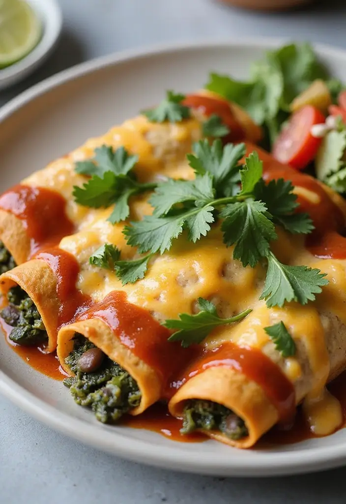 30+ Mexican Lunch Ideas for Work Packed with Spice and Flavor 89 30+ Mexican Lunch Ideas for Work Packed with Spice and Flavor - 15. Cheesy Spinach and Bean Enchiladas