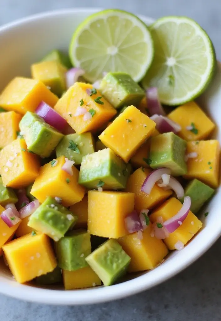 30+ Mexican Lunch Ideas for Work Packed with Spice and Flavor 96 30+ Mexican Lunch Ideas for Work Packed with Spice and Flavor - 16. Fresh Mango and Avocado Salad