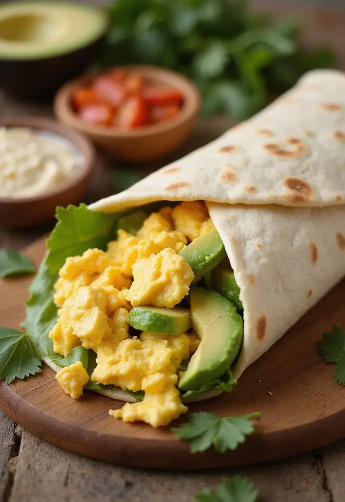 30+ Mexican Lunch Ideas for Work Packed with Spice and Flavor 160 30+ Mexican Lunch Ideas for Work Packed with Spice and Flavor - 26. Egg and Avocado Breakfast Burritos