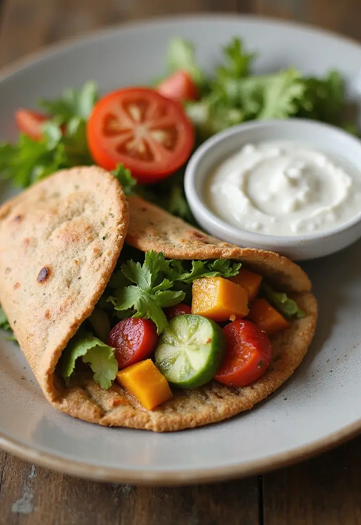 30+ Work from Home Lunch Ideas for Quick Midday Meals 106 30+ Work from Home Lunch Ideas for Quick Midday Meals - 18. Pita Bread with Tzatziki and Veggies